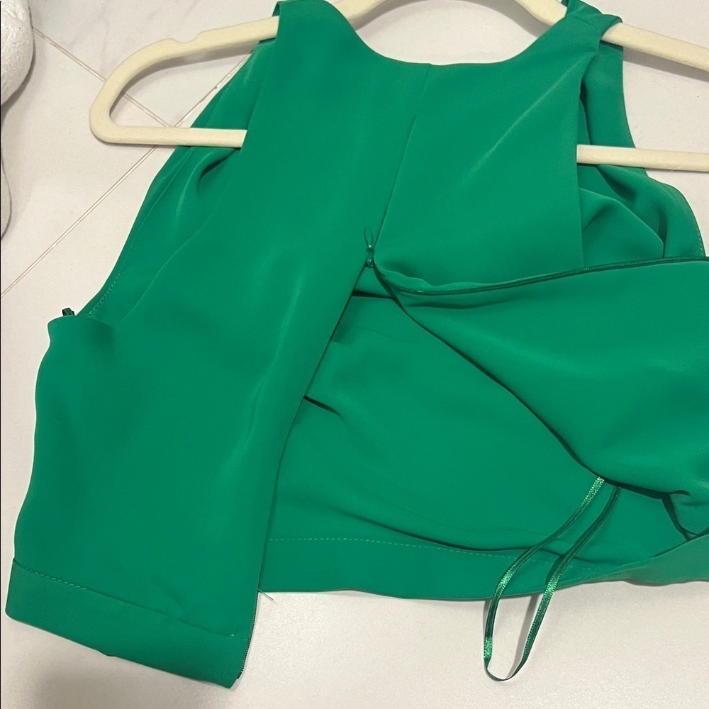 NWOT Zara Emerald Green Drape Top Size XS - Picture 4 of 6